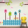 Cartoon Wall Stickers for Kids Rooms & Cartoon Bird and House Fence 